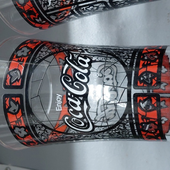 Vintage Coca Cola Tiffany Style Flare Top Glasses Set - Picture 3 of 5
